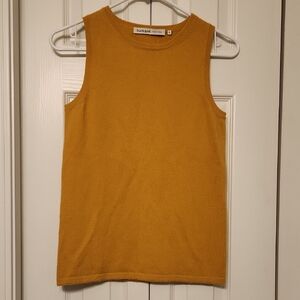 Black Goat 100% Cashmwre Mustard Sleeveless Tank Top